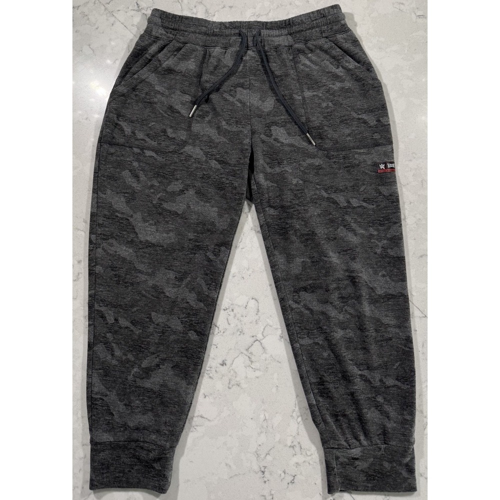WWE Tapout Boys Joggers Gray Camo Fleece Sweatpants Youth Large L Wrestling